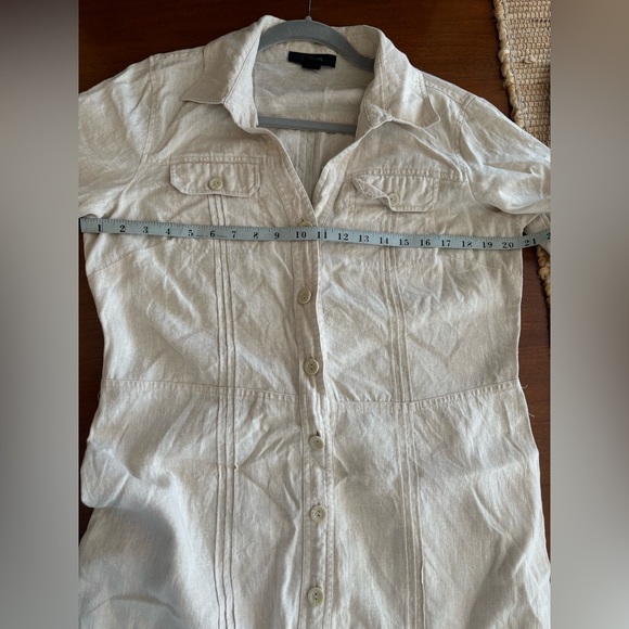 Linen Oatmeal Button-Up Dress - Picture 7 of 9